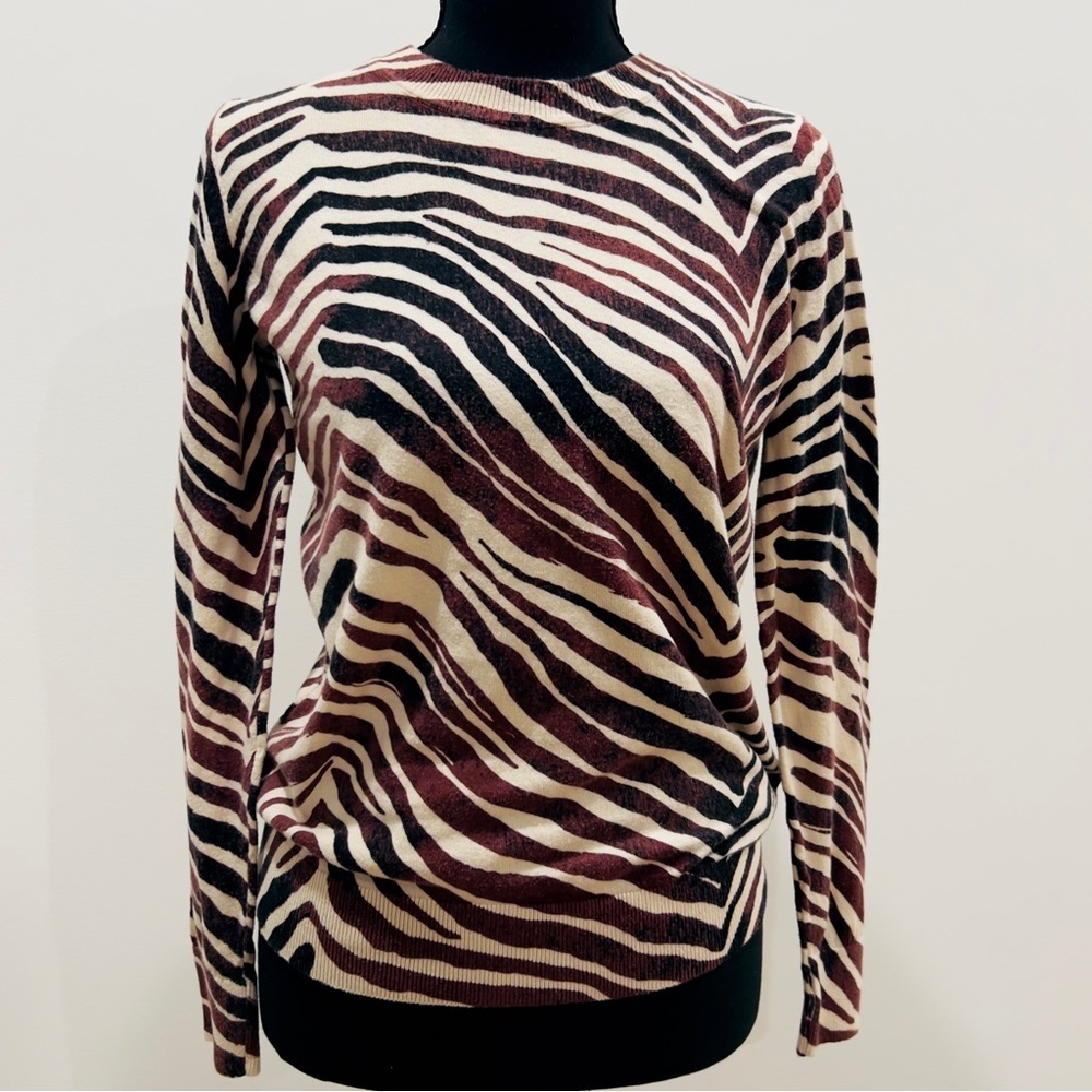 Banana Republic Zebra Pattern Long Sleeve Cotton Top Small